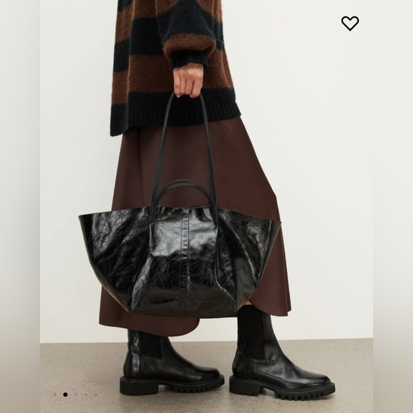Allsaints Odette Leather Tote in Black Shine Leather - Picture 5 of 6
